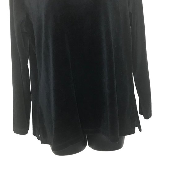 D&Co Active Black Velour Sweatshirt Size Small Petite Long Sleeve Pullover - Picture 3 of 6
